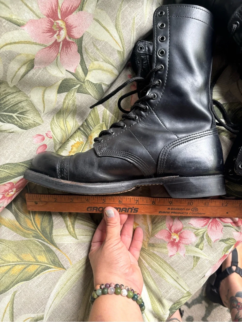 Corcoran boots Black Leather Lace-Up Combat Boots doc marten style jump boot